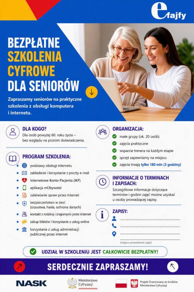 Bezpłatne szkolenia cyfrowe dla seniorów