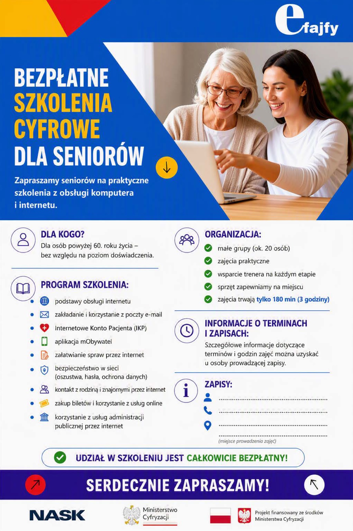 Bezpłatne szkolenia cyfrowe dla seniorów